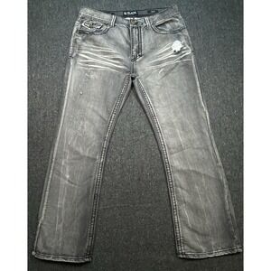 Black Premium Grunge Low Rise Bootcut Western Cowboy Retro Jeans Men's Sz 38/32